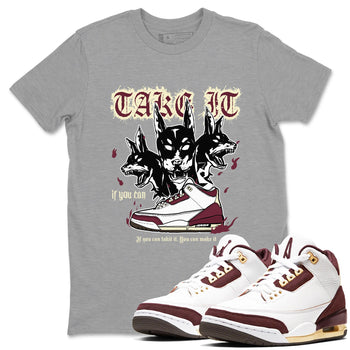 AJ3 A Ma Maniere x Burgundy Crush shirts to match jordans Hell Hounds sneaker match tees A Ma Maniére x Air Jordan 3 "Burgundy Crush" SNRT Sneaker Tees streetwear brand Heather Grey 1 unisex cotton tee
