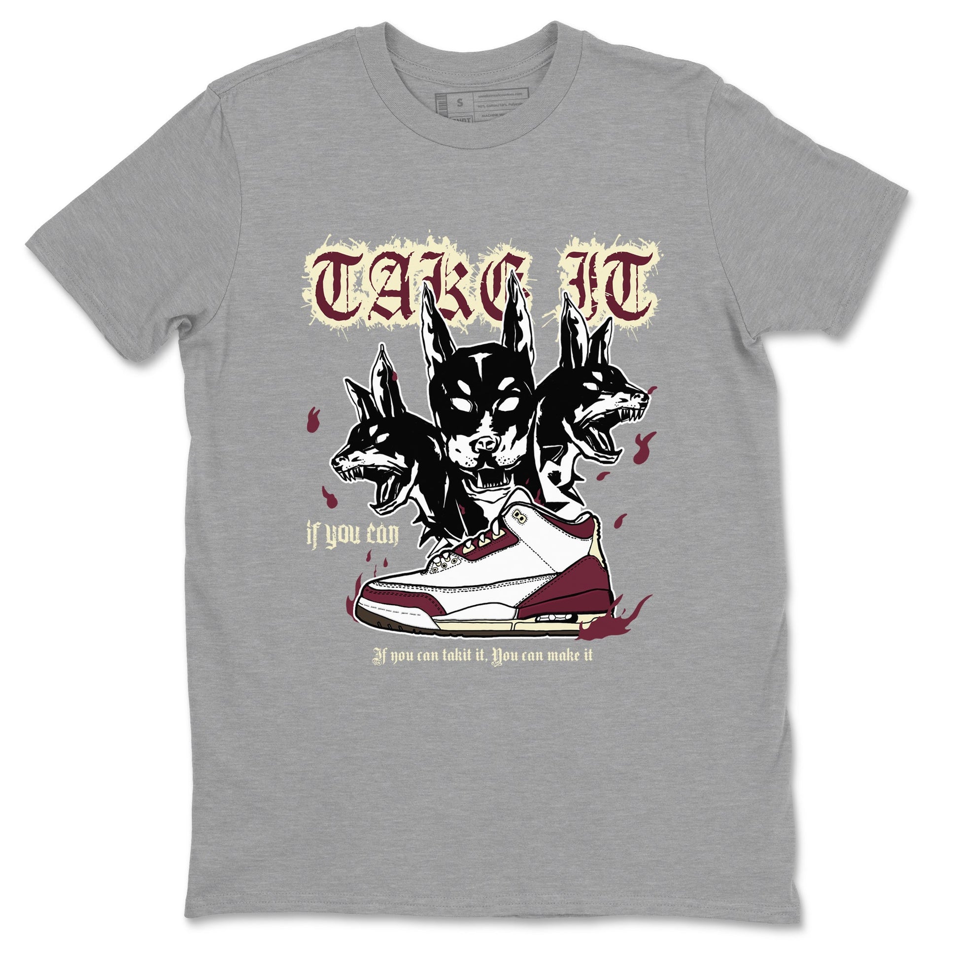 AJ3 A Ma Maniere x Burgundy Crush shirts to match jordans Hell Hounds sneaker match tees A Ma Maniére x Air Jordan 3 "Burgundy Crush" SNRT Sneaker Tees streetwear brand Heather Grey 2 unisex cotton tee