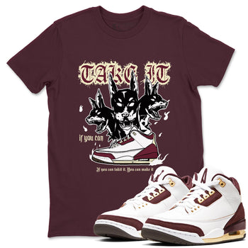 AJ3 A Ma Maniere x Burgundy Crush shirts to match jordans Hell Hounds sneaker match tees A Ma Maniére x Air Jordan 3 "Burgundy Crush" SNRT Sneaker Tees streetwear brand Maroon 1 unisex cotton tee