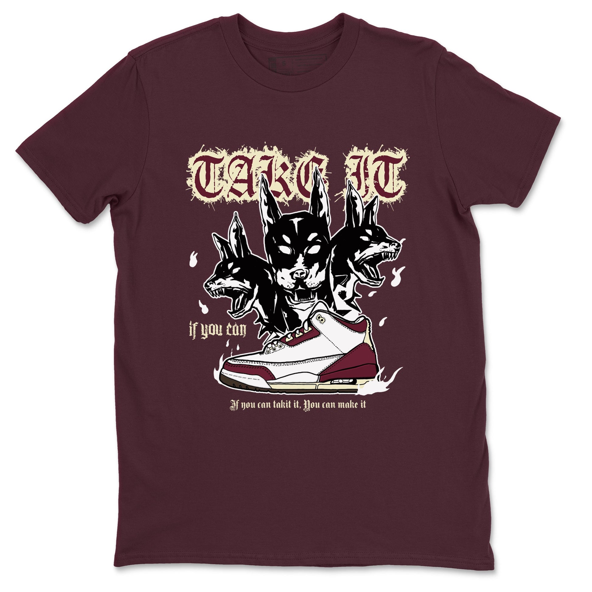 AJ3 A Ma Maniere x Burgundy Crush shirts to match jordans Hell Hounds sneaker match tees A Ma Maniére x Air Jordan 3 "Burgundy Crush" SNRT Sneaker Tees streetwear brand Maroon 2 unisex cotton tee
