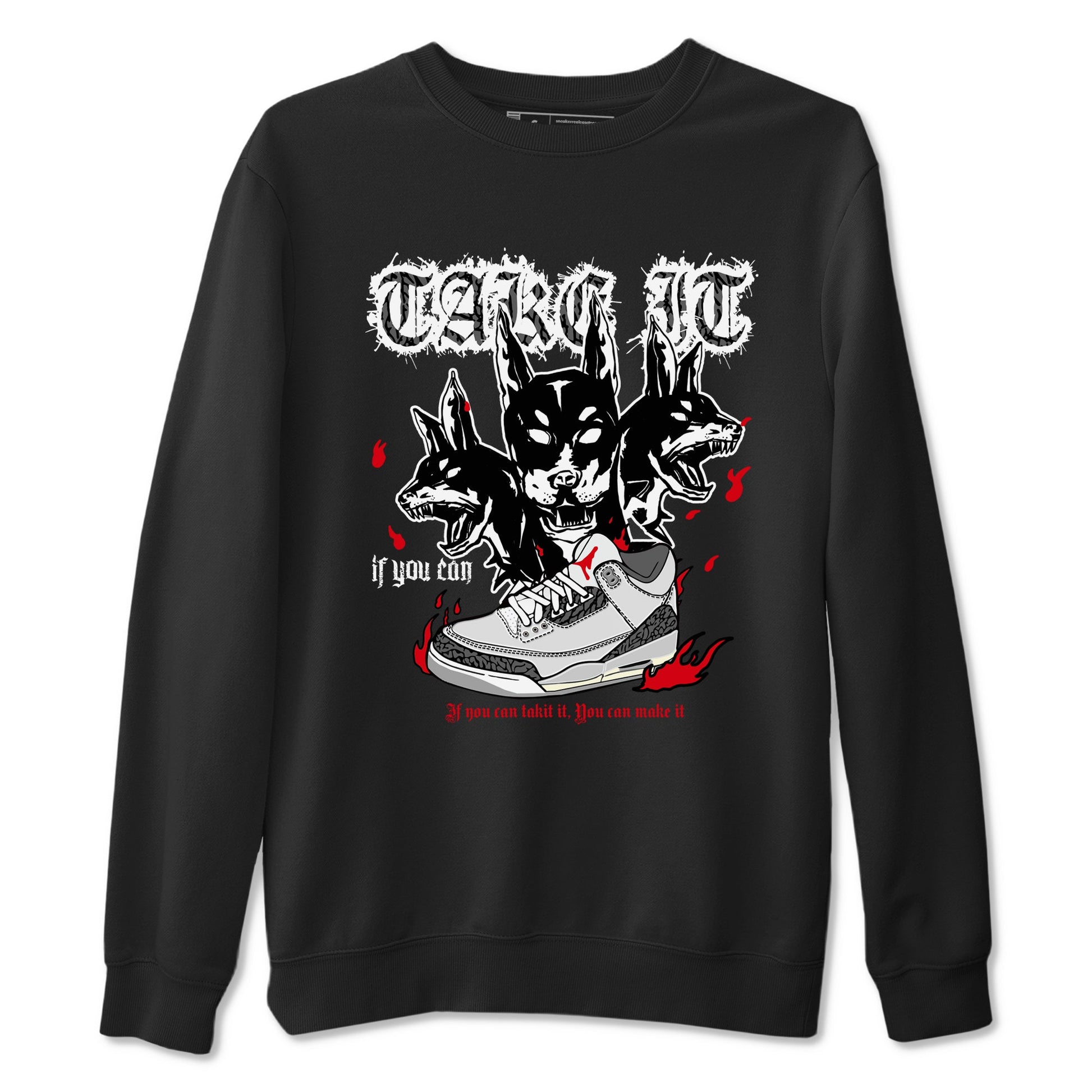 3s Cement Grey shirts to match jordans Hell Hounds sneaker match tees Air Jordan 3 Cement Grey SNRT Sneaker Tees streetwear brand Black 2 unisex cotton tee