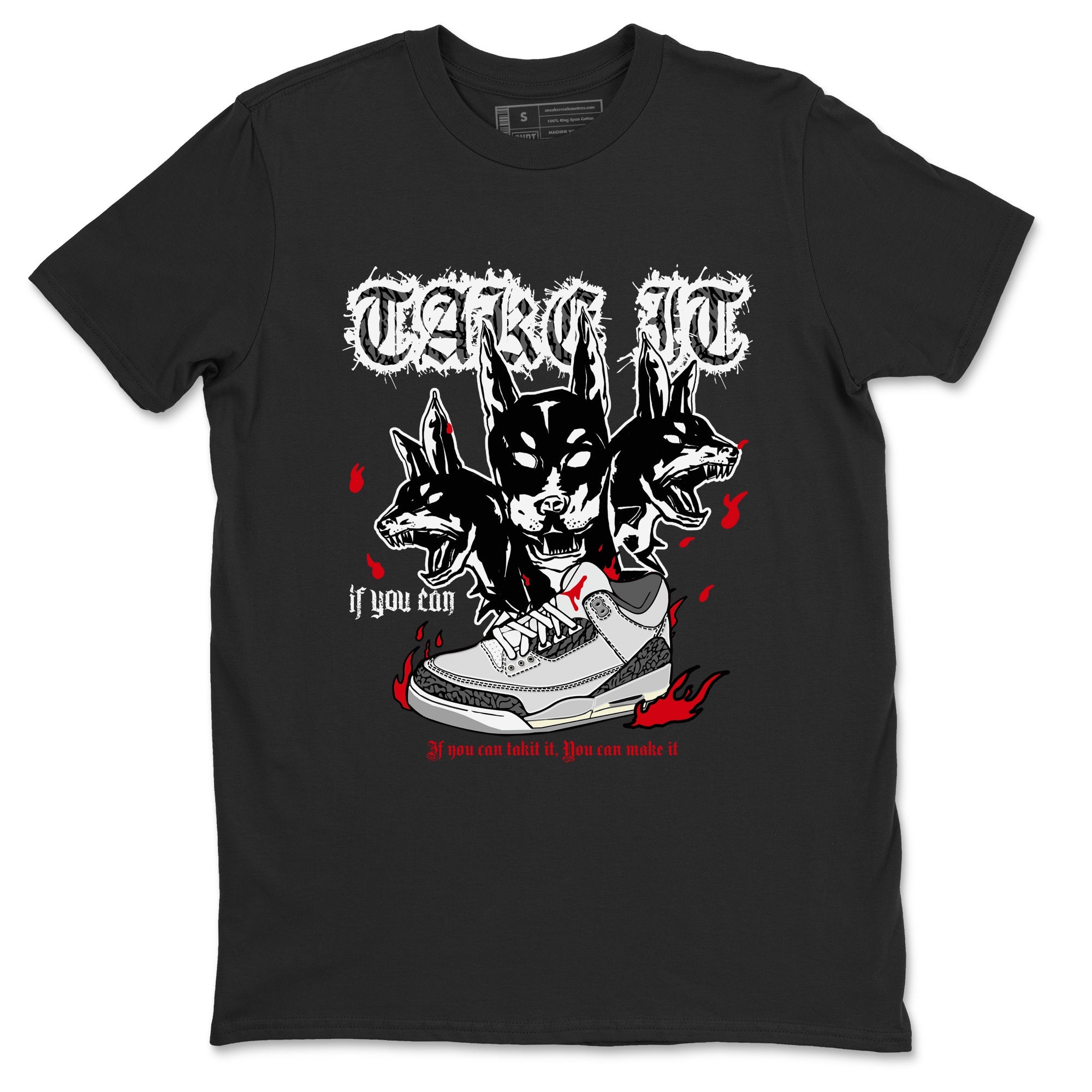 3s Cement Grey shirts to match jordans Hell Hounds sneaker match tees Air Jordan 3 Cement Grey SNRT Sneaker Tees streetwear brand Black 2 unisex cotton tee