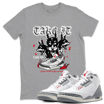 3s Cement Grey shirts to match jordans Hell Hounds sneaker match tees Air Jordan 3 Cement Grey SNRT Sneaker Tees streetwear brand Heather Grey 1 unisex cotton tee