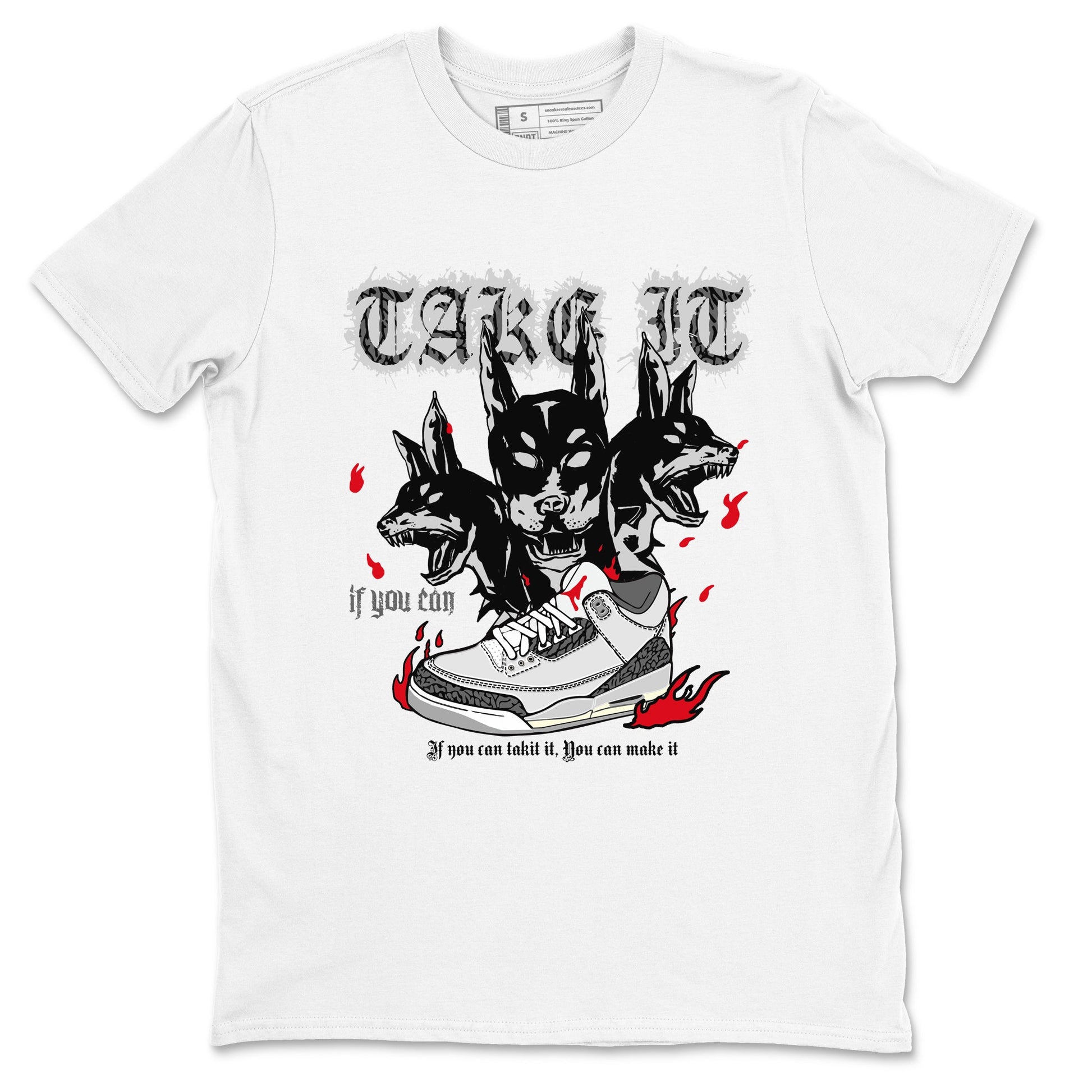 3s Cement Grey shirts to match jordans Hell Hounds sneaker match tees Air Jordan 3 Cement Grey SNRT Sneaker Tees streetwear brand White 2 unisex cotton tee