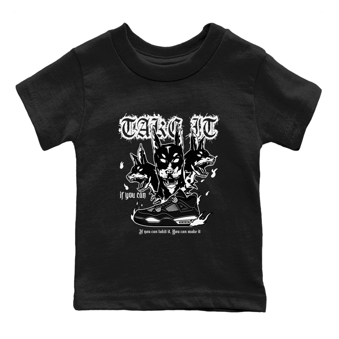 Air Jordan 4 White Thunder shirts to match jordans Hell Hounds sneaker match tees 4s White Thunder Sneaker Shirts SNRT Sneaker Tees streetwear brand Baby and Youth Black 2 cotton tee