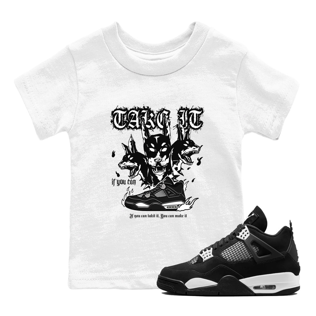Air Jordan 4 White Thunder shirts to match jordans Hell Hounds sneaker match tees 4s White Thunder Sneaker Shirts SNRT Sneaker Tees streetwear brand Baby and Youth White 1 cotton tee