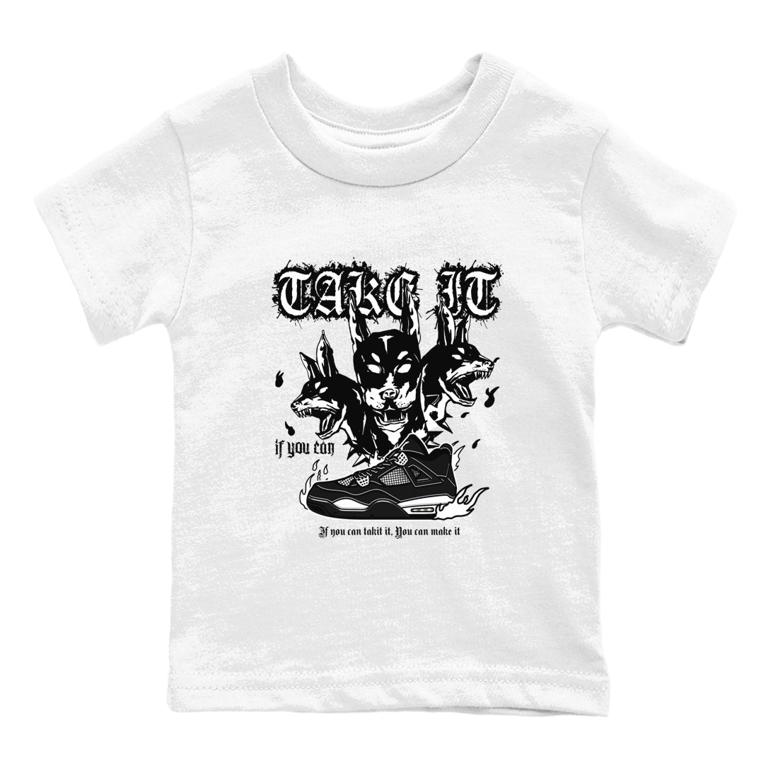 Air Jordan 4 White Thunder shirts to match jordans Hell Hounds sneaker match tees 4s White Thunder Sneaker Shirts SNRT Sneaker Tees streetwear brand Baby and Youth White 2 cotton tee