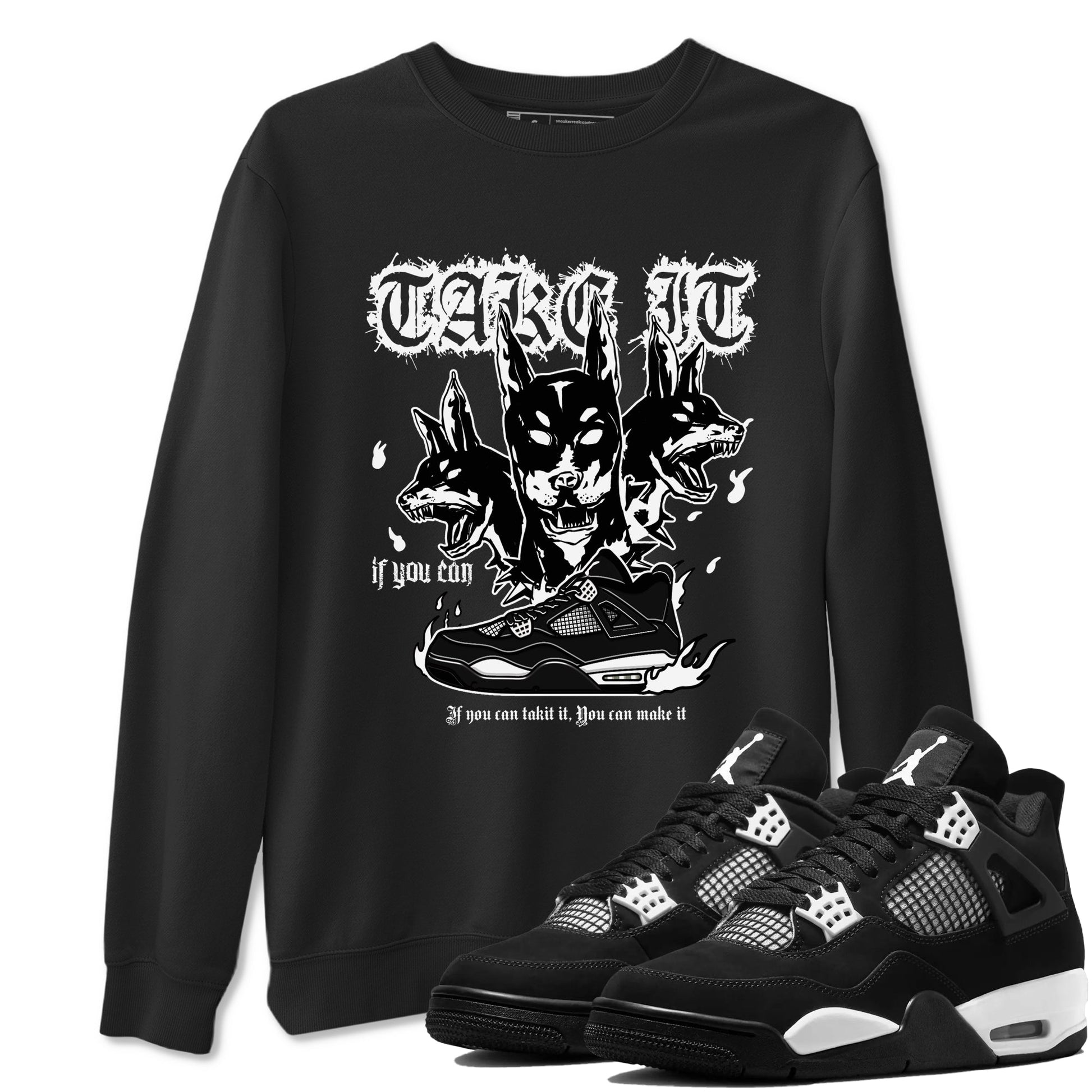Air Jordan 4 White Thunder shirts to match jordans Hell Hounds sneaker match tees 4s White Thunder Sneaker Shirts SNRT Sneaker Tees streetwear brand Black 1 unisex cotton tee