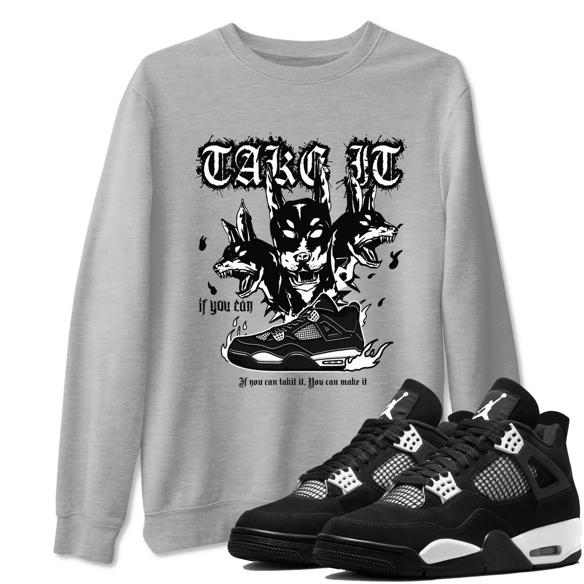Air Jordan 4 White Thunder shirts to match jordans Hell Hounds sneaker match tees 4s White Thunder Sneaker Shirts SNRT Sneaker Tees streetwear brand Heather Grey 1 unisex cotton tee