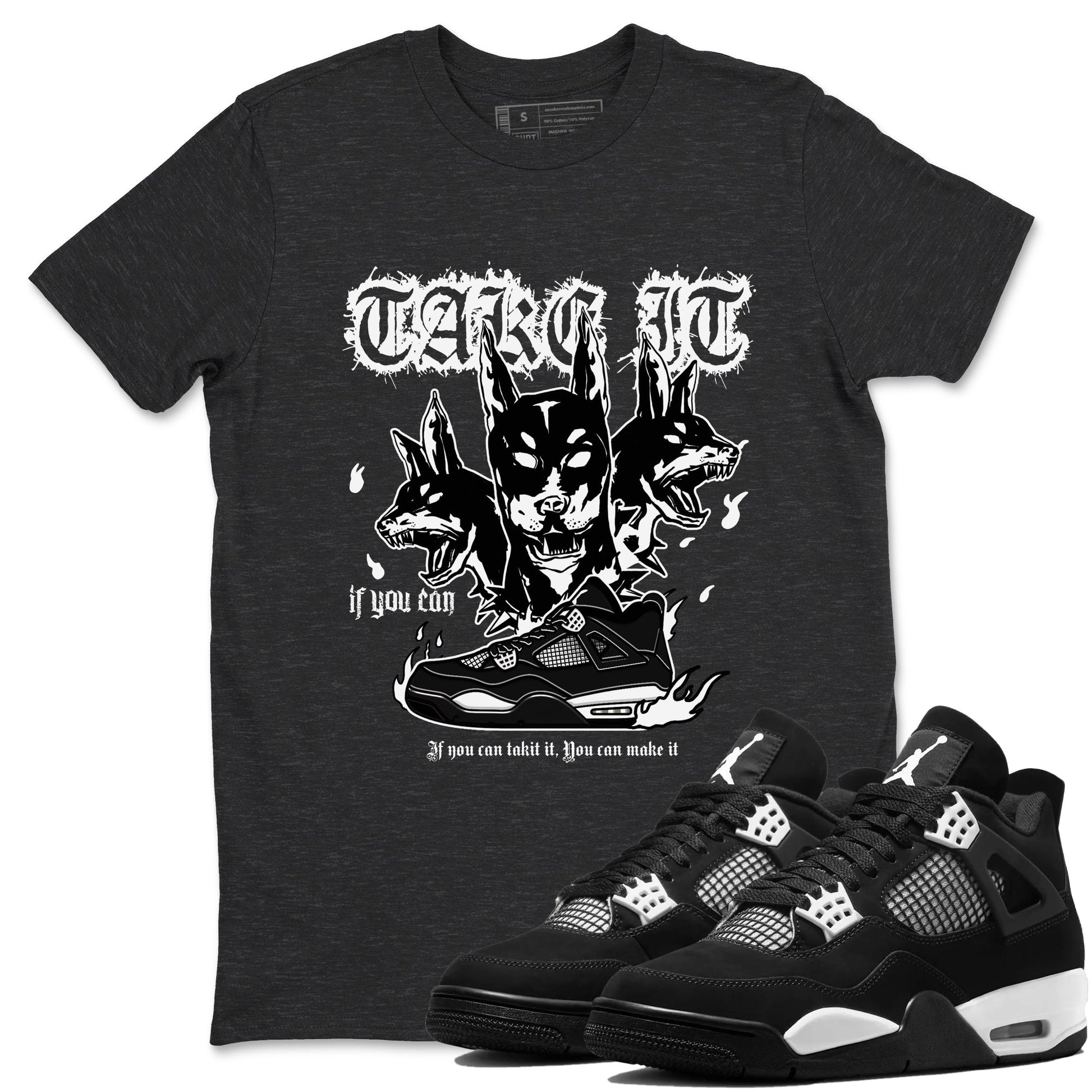 Air Jordan 4 White Thunder shirts to match jordans Hell Hounds sneaker match tees 4s White Thunder Sneaker Shirts SNRT Sneaker Tees streetwear brand Charcoal Heather 1 unisex cotton tee