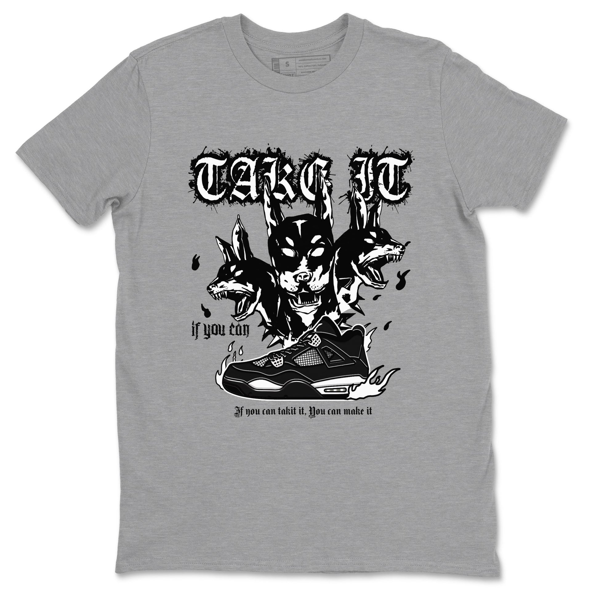Air Jordan 4 White Thunder shirts to match jordans Hell Hounds sneaker match tees 4s White Thunder Sneaker Shirts SNRT Sneaker Tees streetwear brand Heather Grey 2 unisex cotton tee