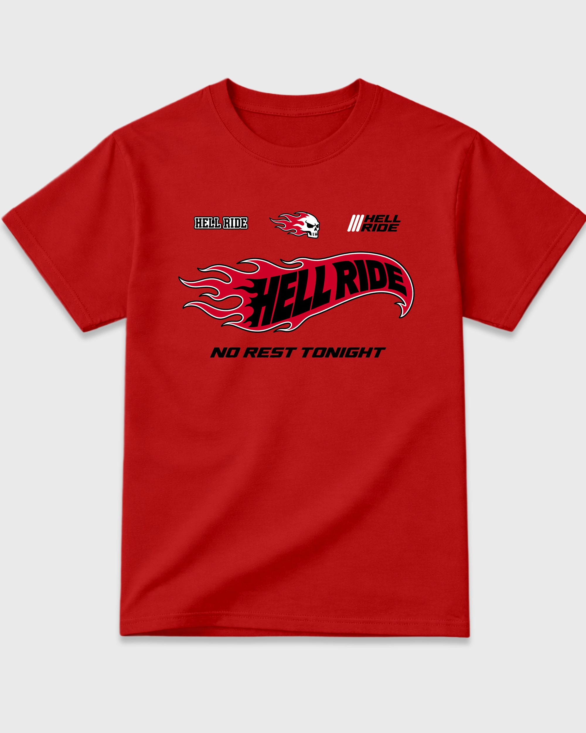 Hell Ride Graphic T-Shirt featuring original streetwear artwork designed to match the Air Force 1 Nightmare. Red 2 Graphic T-Shirt.
