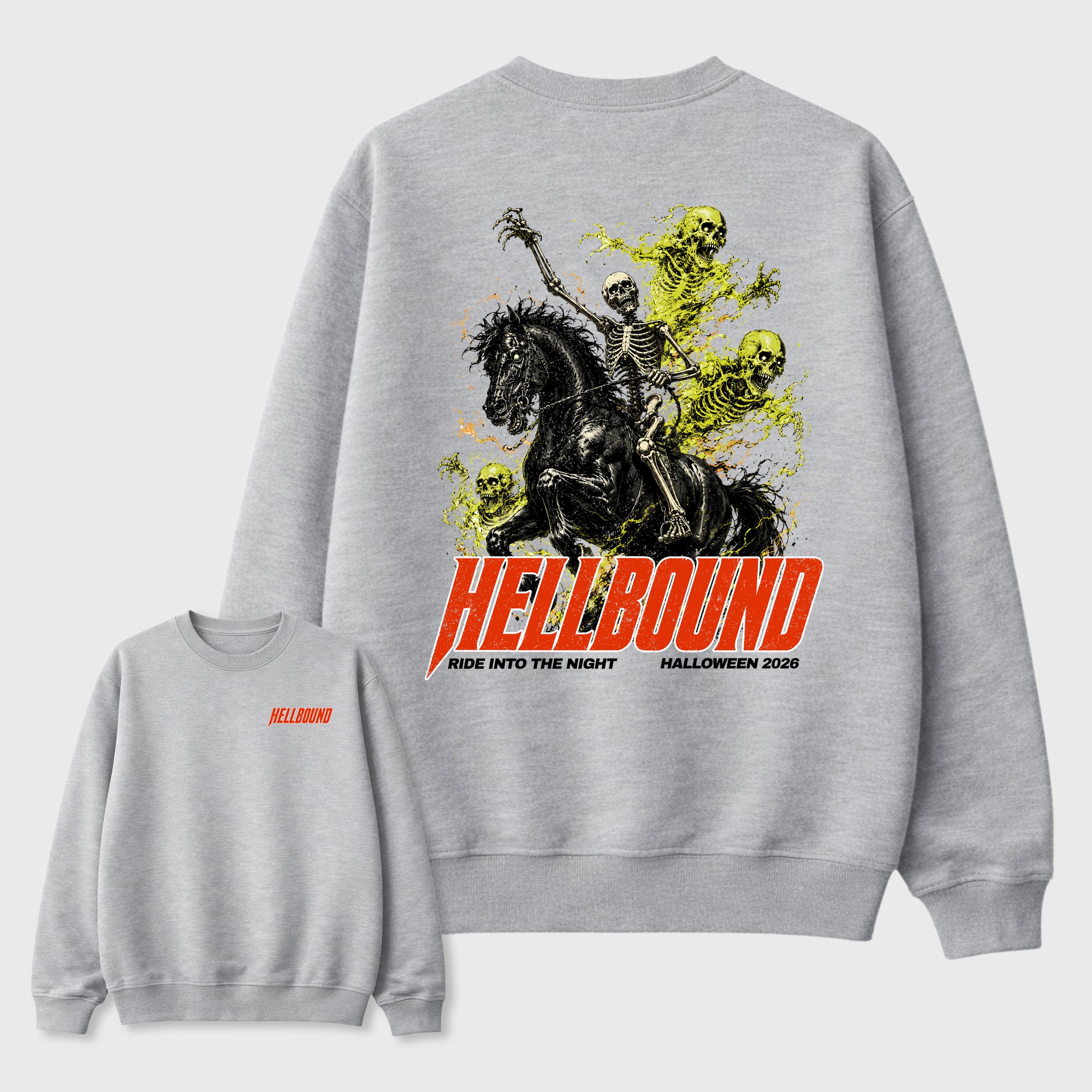 Hellbound Graphic T-Shirt featuring original streetwear artwork designed to match the Halloween. Heather Grey Graphic Tee.