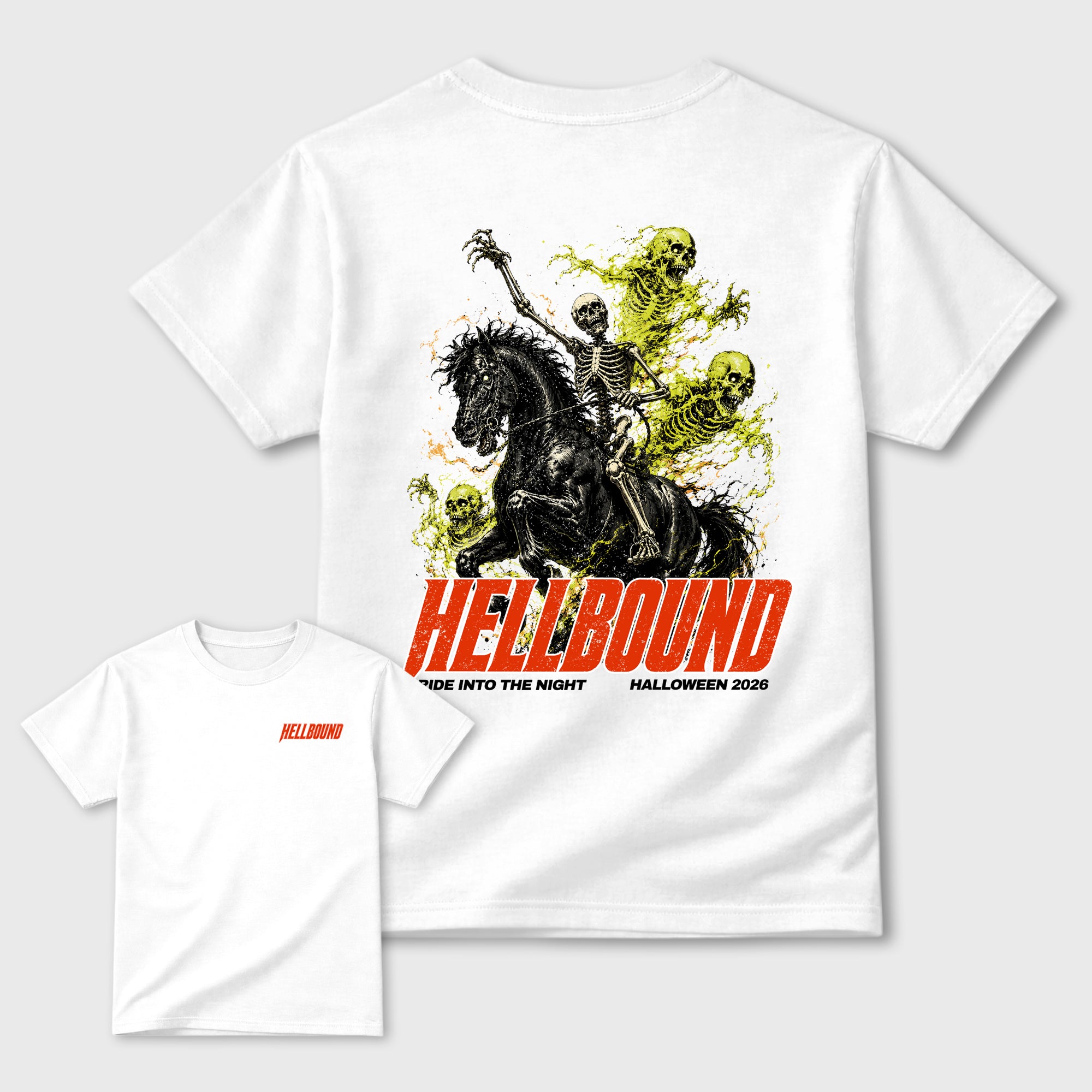 Hellbound Graphic T-Shirt featuring original streetwear artwork designed to match the. White Graphic T-Shirt.