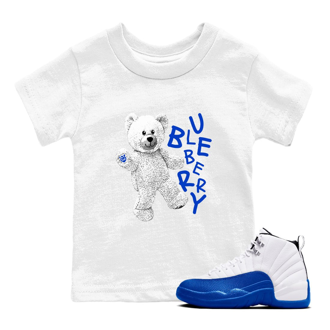 12s Blueberry shirts to match jordans Hello Bear sneaker match tees Air Jordan 12 Blueberry SNRT Sneaker Tees streetwear brand Baby and Youth White 1 cotton tee