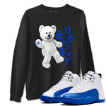 12s Blueberry shirts to match jordans Hello Bear sneaker match tees Air Jordan 12 Blueberry SNRT Sneaker Tees streetwear brand Black 1 unisex cotton tee