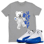 12s Blueberry shirts to match jordans Hello Bear sneaker match tees Air Jordan 12 Blueberry SNRT Sneaker Tees streetwear brand Heather Grey 1 unisex cotton tee