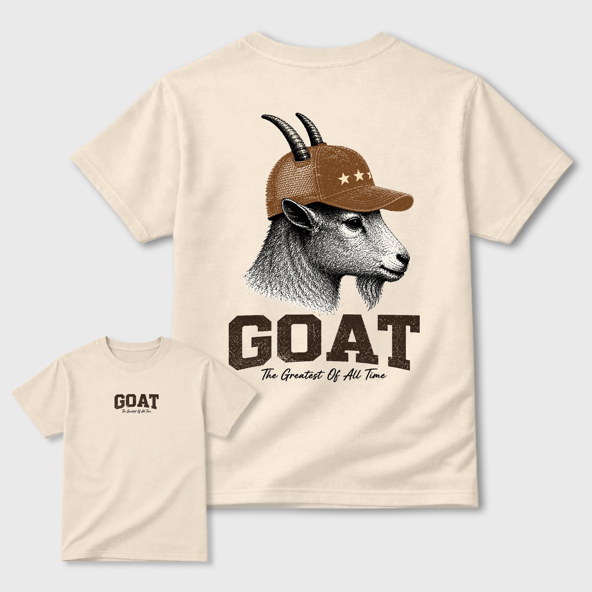 Heritage GOAT Graphic T-Shirt featuring original streetwear artwork designed to match the . Natural Graphic T-Shirt.