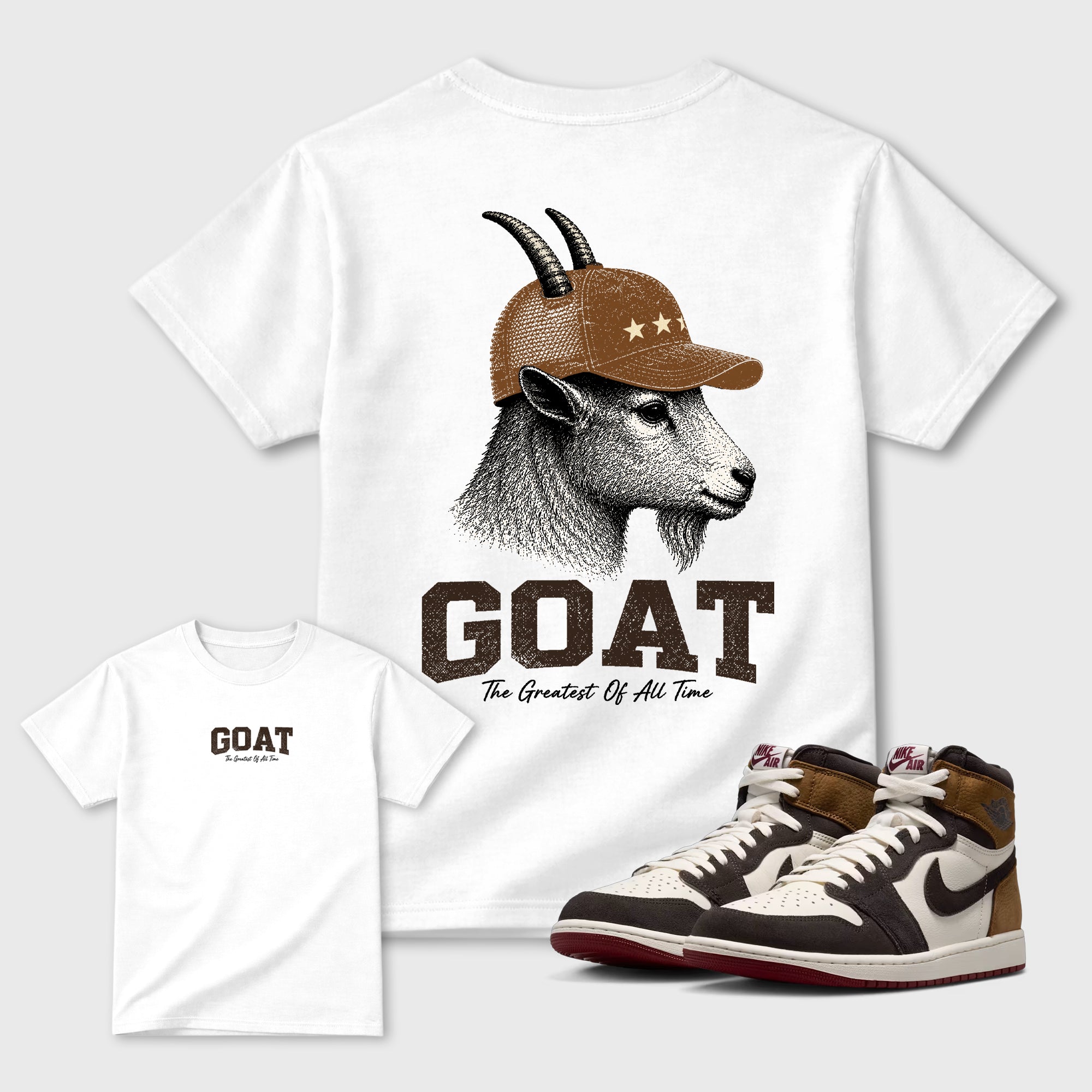 Heritage GOAT Graphic T-Shirt featuring original streetwear artwork designed to match the . White Graphic T-Shirt.