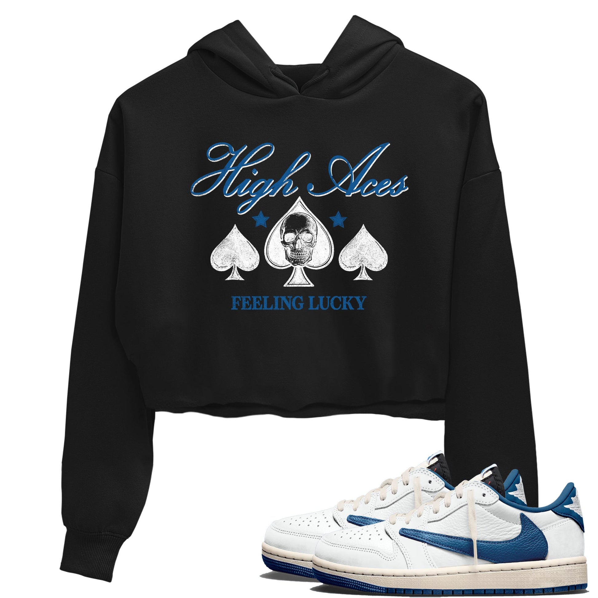 Sneaker match tees – Sneaker Tees To Match Air Jordan 1 Travis Scott Fragment Shoes – High Aces Crop T-Shirt Black 1
