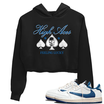 Sneaker match tees – Sneaker Tees To Match Air Jordan 1 Travis Scott Fragment Shoes – High Aces Crop T-Shirt Black 1