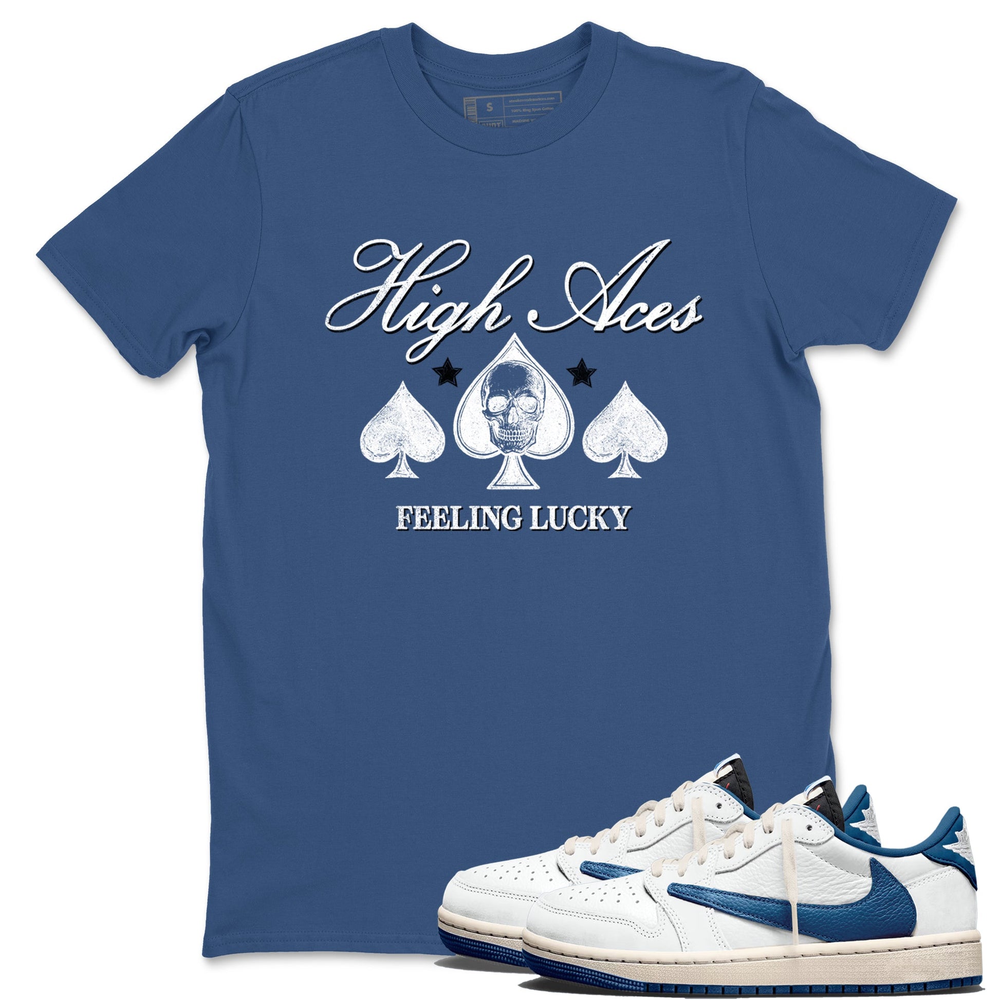 Sneaker match tees  Sneaker Tees To Match Air Jordan 1 Travis Scott Fragment Shoes  High Aces Tee Denim Blue 1
