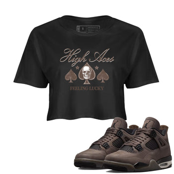 Sneaker match tees – Sneaker Tees To Match Air Jordan 4 Cave Stone Shoes – High Aces Crop T-Shirt Black 1