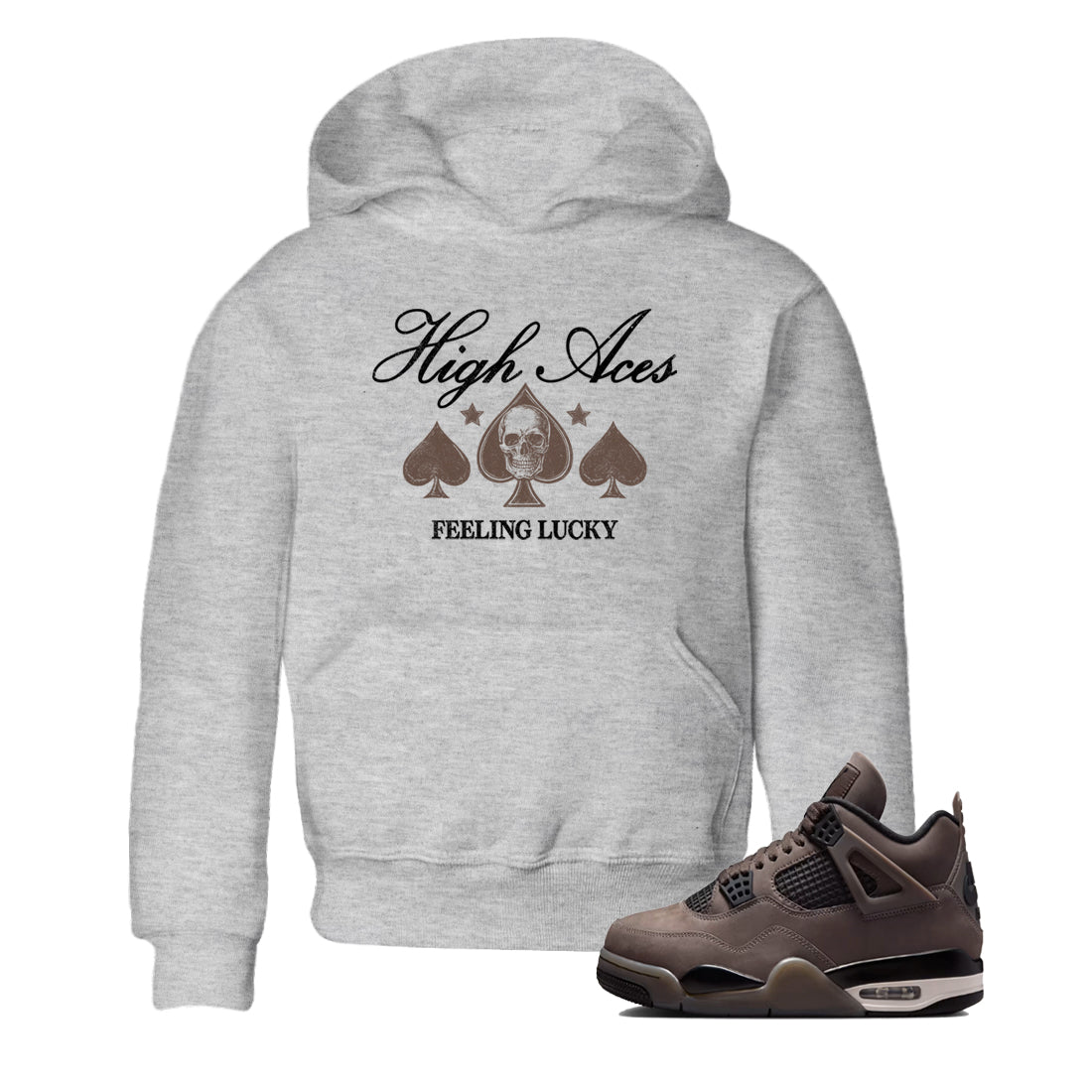 Sneaker match tees – Sneaker Tees To Match Air Jordan 4 Cave Stone Shoes – High Aces Kids T-Shirt Heather Grey 1