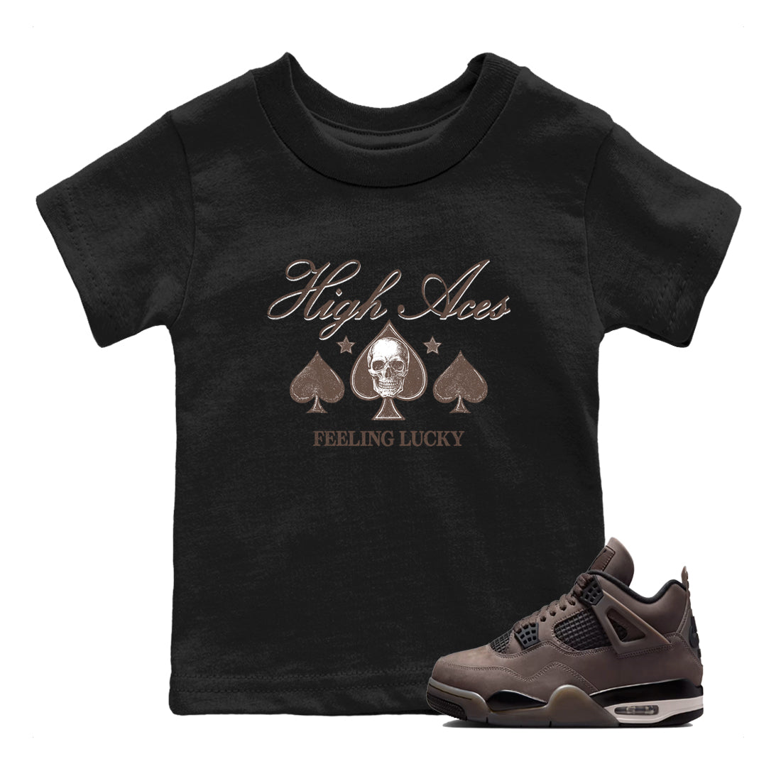 Sneaker match tees – Sneaker Tees To Match Air Jordan 4 Cave Stone Shoes – High Aces Kids T-Shirt Black 1