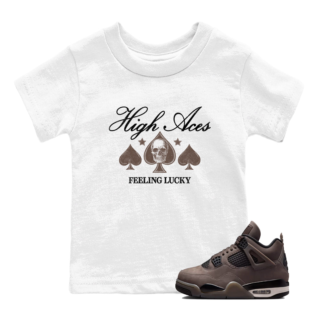 Sneaker match tees – Sneaker Tees To Match Air Jordan 4 Cave Stone Shoes – High Aces Kids T-Shirt White 1