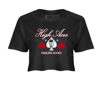 Sneaker match tees – Sneaker Tees To Match Air Jordan 5 Fire Red Shoes – High Aces Crop T-Shirt Black 2