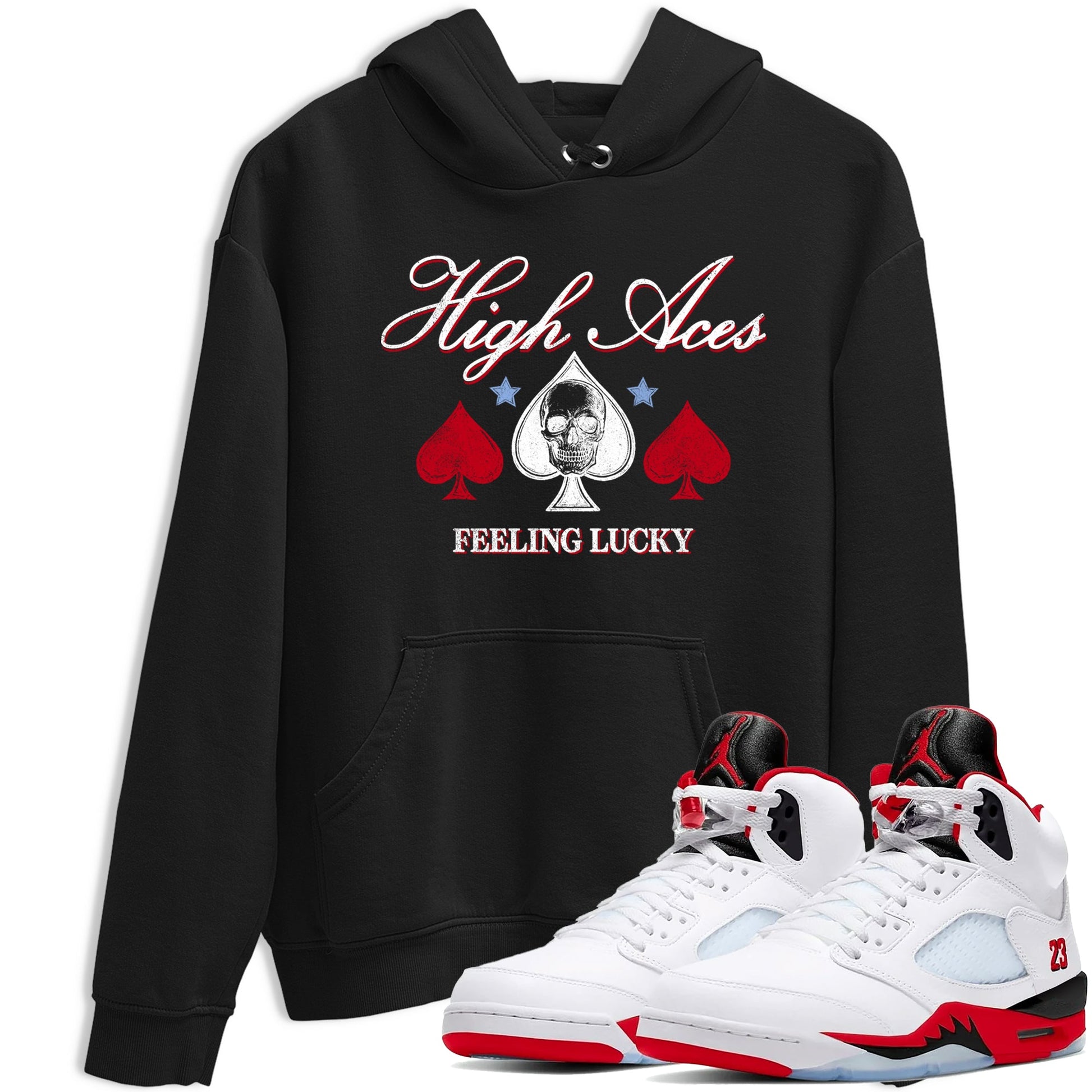 Sneaker match tees – Sneaker Tees To Match Air Jordan 5 Fire Red Shoes – High Aces Tee Black 1