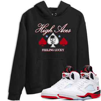 Sneaker match tees – Sneaker Tees To Match Air Jordan 5 Fire Red Shoes – High Aces Tee Black 1