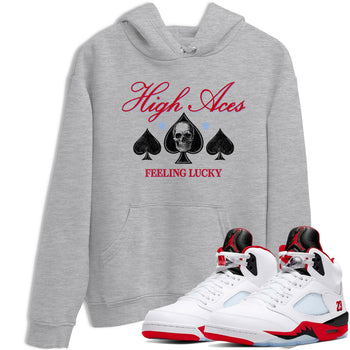 Sneaker match tees – Sneaker Tees To Match Air Jordan 5 Fire Red Shoes – High Aces Tee Heather Grey 1