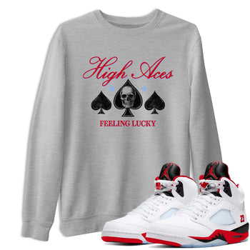 Sneaker match tees – Sneaker Tees To Match Air Jordan 5 Fire Red Shoes – High Aces Tee Heather Grey 1