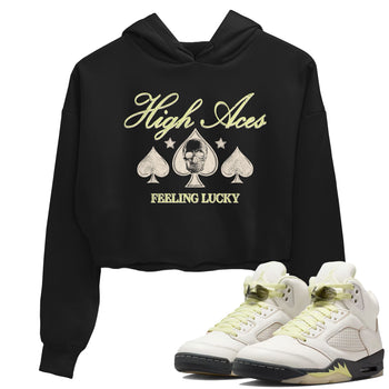 Sneaker match tees – Sneaker Tees To Match Air Jordan 5 Luminous Green Shoes – High Aces Crop T-Shirt Black 1