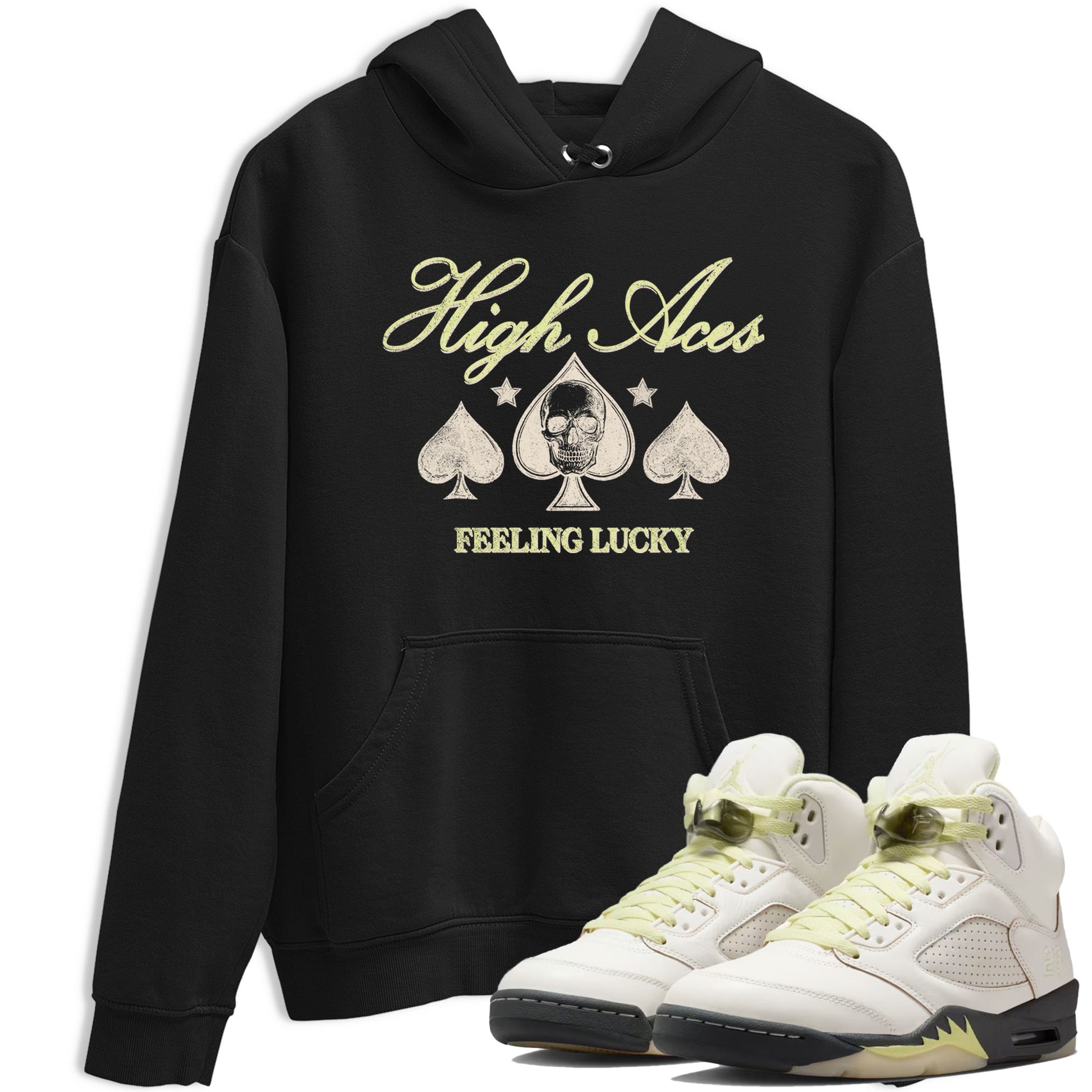 Sneaker match tees – Sneaker Tees To Match Air Jordan 5 Luminous Green Shoes – High Aces Tee Black 1