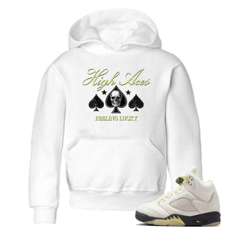 Sneaker match tees – Sneaker Tees To Match Air Jordan 5 Luminous Green Shoes – High Aces Kids T-Shirt White 1