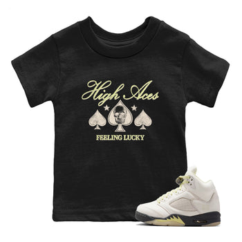 Sneaker match tees – Sneaker Tees To Match Air Jordan 5 Luminous Green Shoes – High Aces Kids T-Shirt Black 1