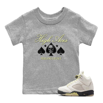 Sneaker match tees – Sneaker Tees To Match Air Jordan 5 Luminous Green Shoes – High Aces Kids T-Shirt Heather Grey 1