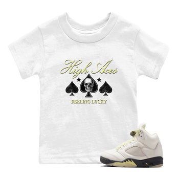 Sneaker match tees – Sneaker Tees To Match Air Jordan 5 Luminous Green Shoes – High Aces Kids T-Shirt White 1