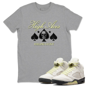 Sneaker match tees – Sneaker Tees To Match Air Jordan 5 Luminous Green Shoes – High Aces Tee Heather Grey 1