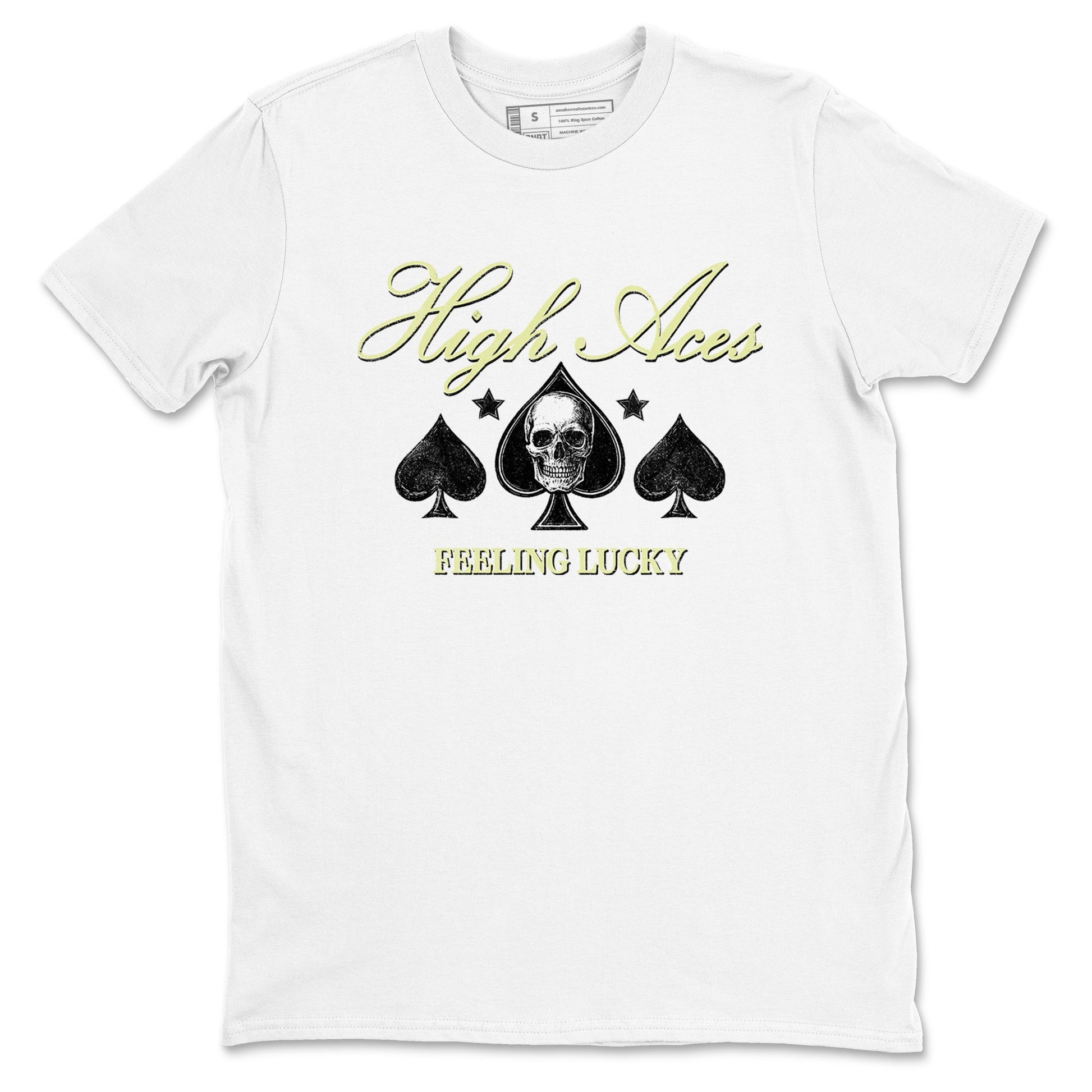 Sneaker match tees – Sneaker Tees To Match Air Jordan 5 Luminous Green Shoes – High Aces Tee White 2