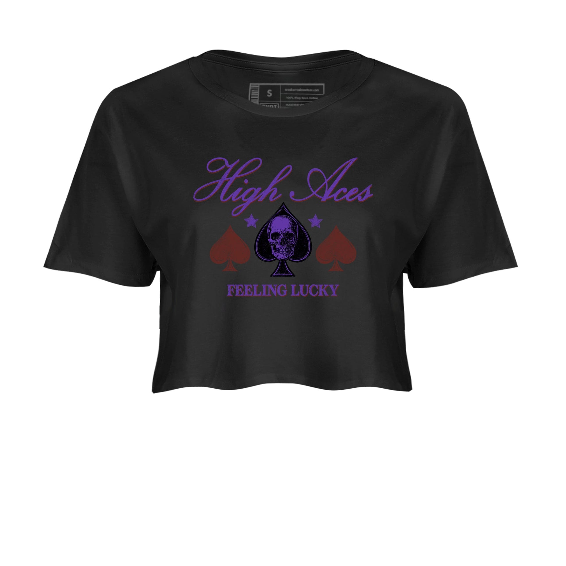 Sneaker match tees – Sneaker Threads To Match Dunk Low Persian Violet Shoes – High Aces Crop T-Shirt Black 2