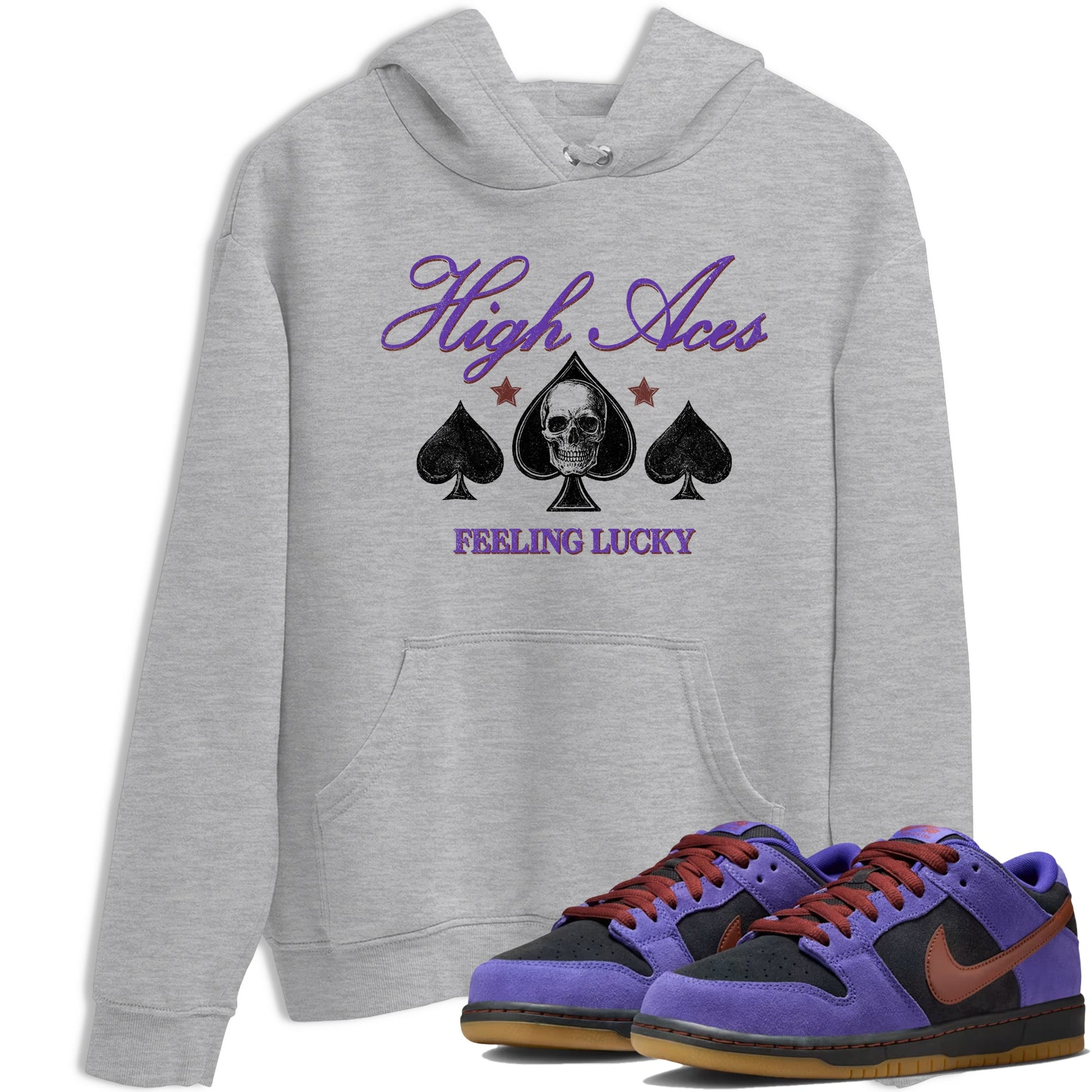 Sneaker match tees – Sneaker Threads To Match Dunk Low Persian Violet Shoes – High Aces Tee Heather Grey 1