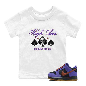Sneaker match tees – Sneaker Threads To Match Dunk Low Persian Violet Shoes – High Aces Kids T-Shirt White 1