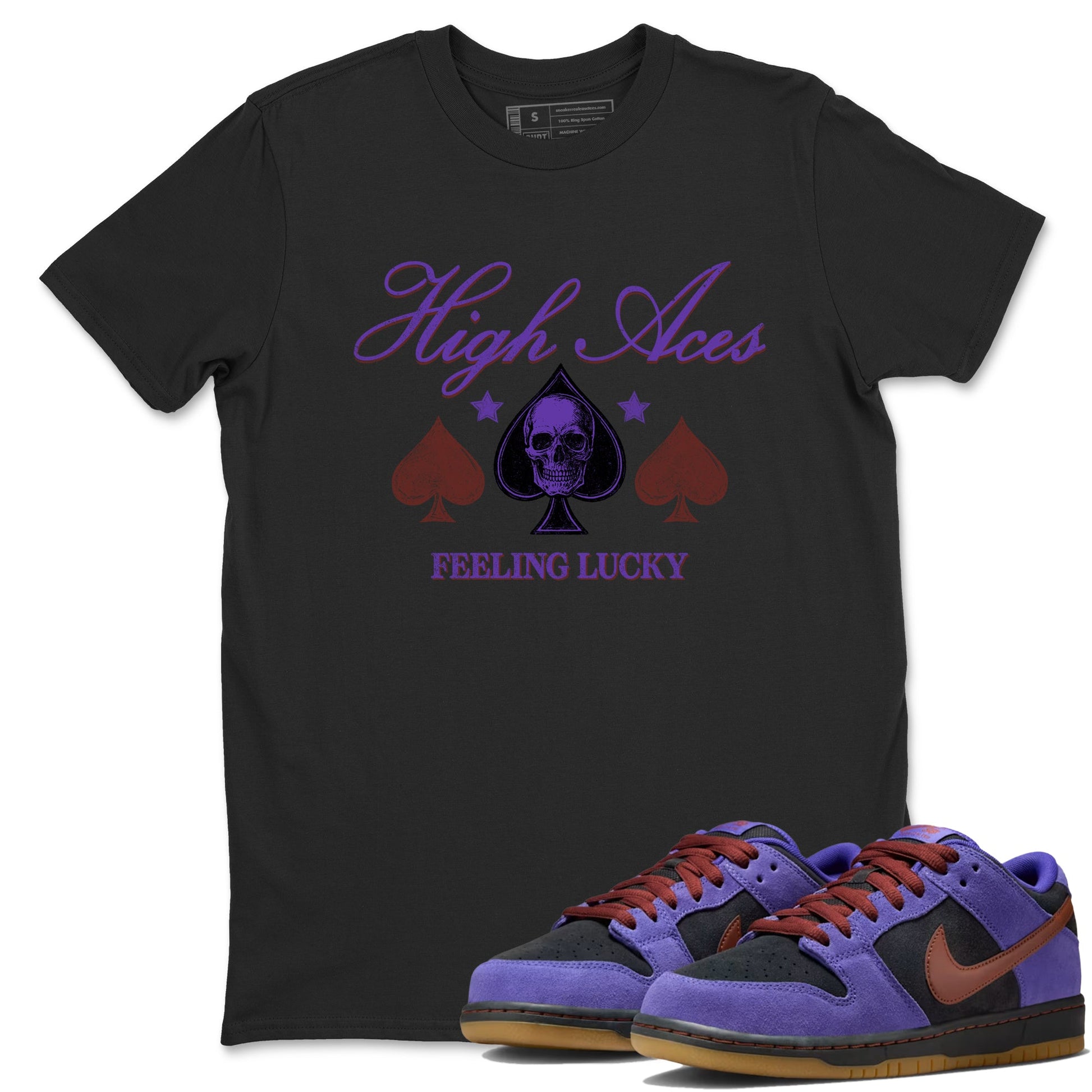 Sneaker match tees – Sneaker Threads To Match Dunk Low Persian Violet Shoes – High Aces Tee Black 1