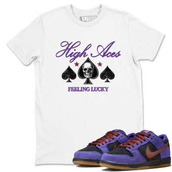 Sneaker match tees – Sneaker Threads To Match Dunk Low Persian Violet Shoes – High Aces Tee White 1