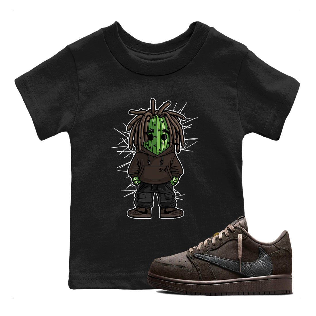 AJ1 Travis Scott Velvet Brown and Dark Mocha shirts to match jordans Hip Hop Cactus sneaker match tees 1s Travis Scott Velvet Brown match shoes to clothes SNRT Sneaker Tees Youth Baby Black 1 tee