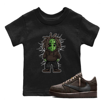 AJ1 Travis Scott Velvet Brown and Dark Mocha shirts to match jordans Hip Hop Cactus sneaker match tees 1s Travis Scott Velvet Brown match shoes to clothes SNRT Sneaker Tees Youth Baby Black 1 tee